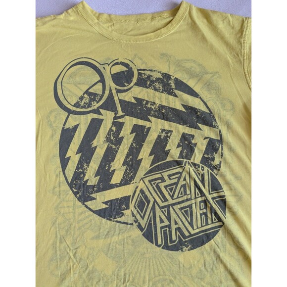 Ocean Pacific OP T-Shirt Mens Medium Reversible Vintage Y2K Graphic Tee Yellow - Picture 8 of 11